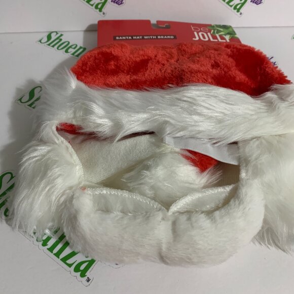 Ugly Christmas Hat Be Jolly Santa With Plush Beard Mustache Red White - Picture 2 of 6